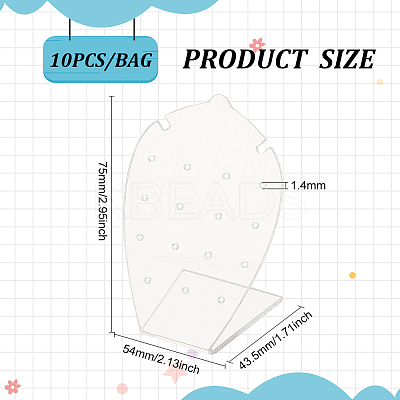 10Pcs L-Shaped Acrylic Slant Back Earring Display Stands EDIS-FG0001-64-1