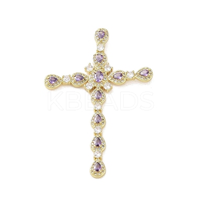 Real 18K Gold Plated Brass Micro Pave Cubic Zirconia Pendants KK-A209-03B-G-1