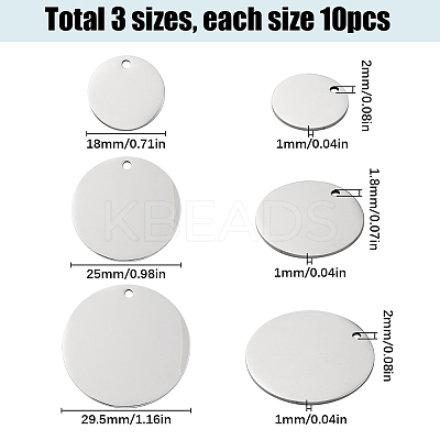 30Pcs 3 Styles 201 Stainless Steel Mirror Polished Finish Stamping Blank Tag Pendants STAS-SC0008-95-1