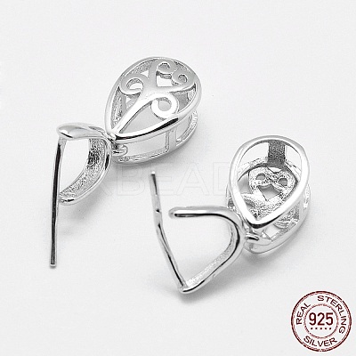 Anti-Tarnish Rhodium Plated 925 Sterling Silver Pendant Bails STER-E050-36P-A-1