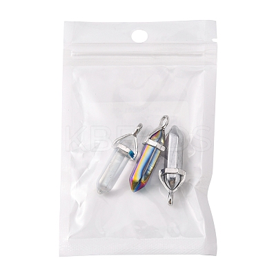 3Pcs 3 Colors Faceted Bullet Glass Pointed Pendants KK-FS0001-09-1