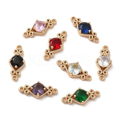Brass Pave Cubic Zirconia Connector Charms ZIRC-P114-14KCG-1