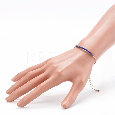 August Birthstone Natural Lapis Lazuli Beaded Bracelets BJEW-JB06092-08-1