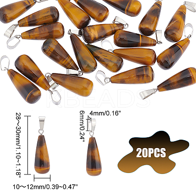 20Pcs Natural Tiger Eye Pendants G-UN0001-24-1
