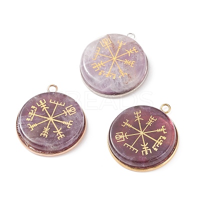 3Pcs 3 Styles Natural Amethyst Pendants PALLOY-JF01645-1