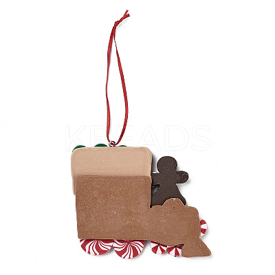 Christmas Car Handmade Polymer Clay Pendant Decorations HJEW-P017-03E-1
