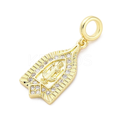 Brass Micro Pave Cubic Zirconia Saint European Dangle Charms KK-D325-27G-06-1