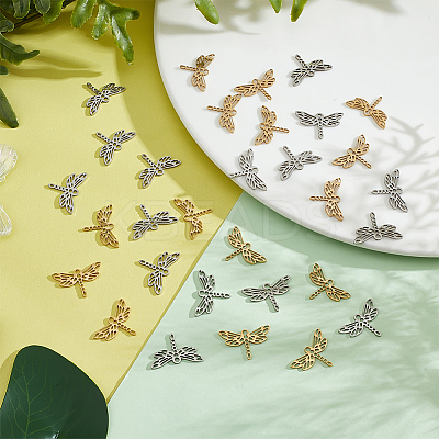 32Pcs 2 Colors 201 Stainless Steel Filigree Joiners Links STAS-DC0011-56-1