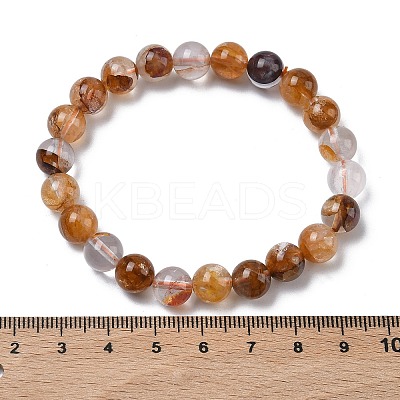 Natural Yellow Hematoid Quartz Round Beads Stretch Bracelets for Women BJEW-Z158-03F-03-1