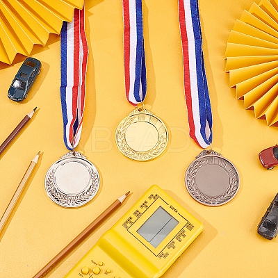 3Pcs 3 Colors Zinc Alloy Blank Medal AJEW-FG0002-59-1