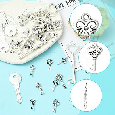 40Pcs 8 Styles Tibetan Style Alloy Pendants TIBEP-FS0001-44-1