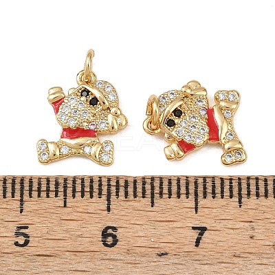 Christmas Brass Micro Pave Cubic Zirconia Enamel Charms KK-L255-19G-09-1