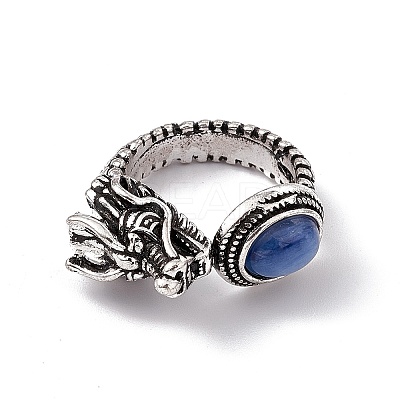 Dragon Head Natural Kyanite Cuff Rings RJEW-G273-03AS-04-1