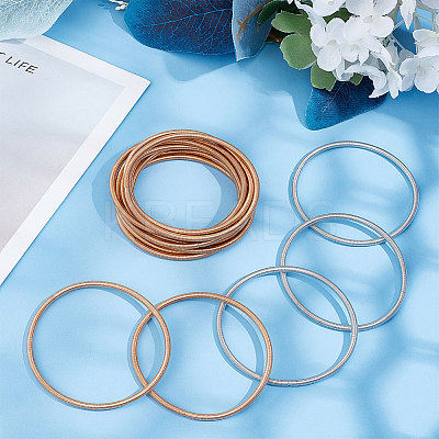 40Pcs 2 Colors Carbon Steel Round Snake Chains Stretch Bracelets Set for Women BJEW-BC0001-09-1