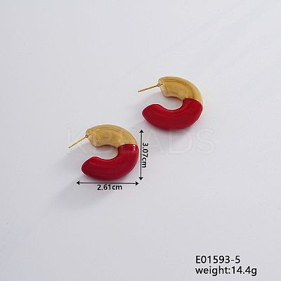 Vintage Retro 304 Stainless Steel C-Shaped Stud Earrings for Women JV8839-5-1