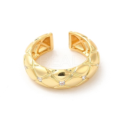 Brass Micro Pave Cubic Zirconia Open Cuff Rings RJEW-P098-07G-1