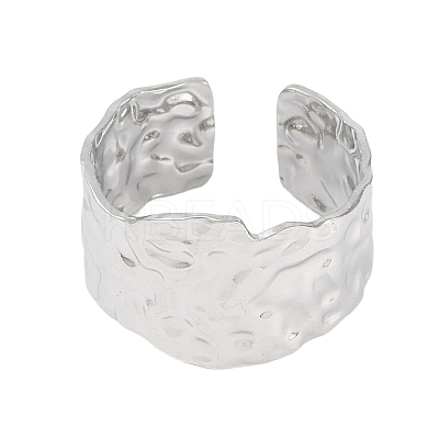 Non-Tarnish 304 Stainless Steel Textured Open Cuff Rings LS-RJEW-C095-08C-P-1