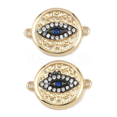 Brass Pave Clear and Blue Cubic Zirconia Connector Charms KK-L251-14G-1