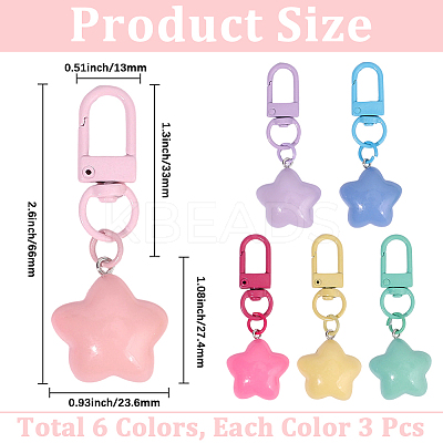 18Pcs 6 Colors Resin Star Pendant Decoraitons FIND-BBC0004-92-1