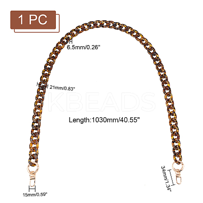 Leopard Print Pattern Acrylic Curb Chain Bag Handles FIND-WH0120-04C-1