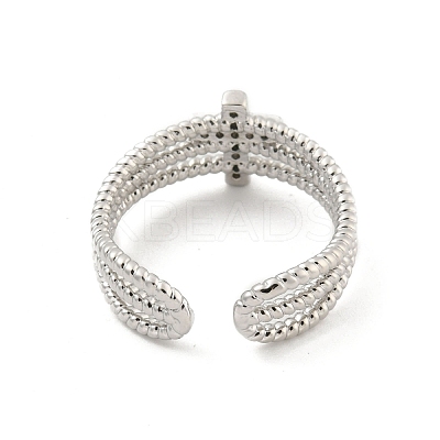 Brass Micro Pave Cubic Zirconia Open Cuff Rings LS-RJEW-H225-04P-1