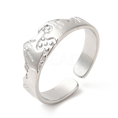 Non-Tarnish 304 Stainless Steel Mountain Open Cuff Ring for Women RJEW-E063-09P-1