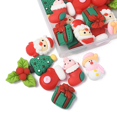 28Pcs 7 Styles Christmas Theme Opaque Resin Cabochons CRES-FS0001-08-1