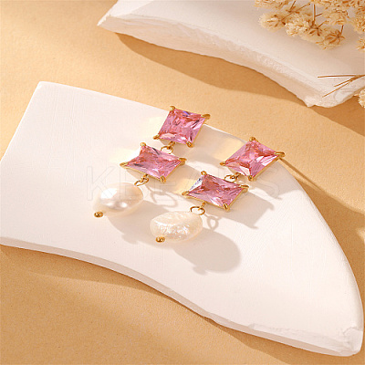 Glass Square Stud Earrings UK2895-4-1
