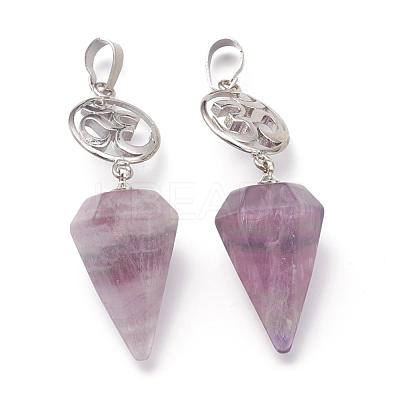 Natural Fluorite Pendants G-O194-01-1