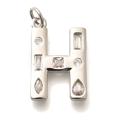 Brass Micro Pave Clear Cubic Zirconia Pendants KK-G521-01P-H-1