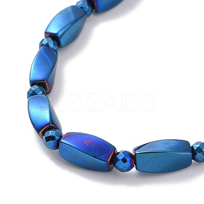 Synthetic Hematite Twist Rectangle & Round Beaded Necklace with Magnetic Clasp for Men Women G-C006-09BL-1