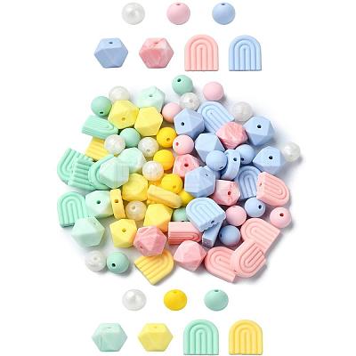 35Pcs 7 Styles Food Grade Eco-Friendly Silicone Beads SIL-YW0001-25-1