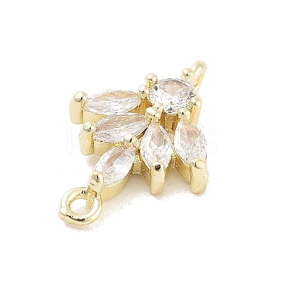 Brass Pave Clear Cubic Zirconia Leaf Links Connector Charms LS-KK-Z061-02G-01-1