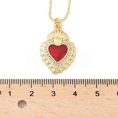 Brass Micro Pave Clear Cubic Zirconia Scared Heart Pendant Necklaces NJEW-D306-05G-1