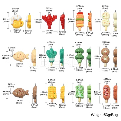 24Pcs 12 Styles Opaque Resin Imitation Food Pendants CRES-CJ0001-61-1