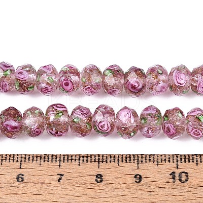 Handmade Gold Sand Lampwork Beads Strands LAMP-R141-8mm-11-1