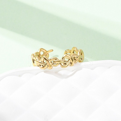 304 Stainless Steel Open Cuff Rings for Women RJEW-K309-18G-1