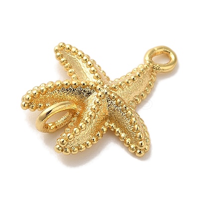 Rack Plating Brass Starfish Connector Charms Links KK-U027-03G-1