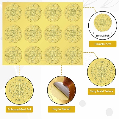34 Sheets Mandala Self Adhesive Gold Foil Embossed Stickers DIY-WH0509-015-1