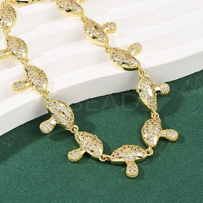 Mushroom Brass Micro Pave Clear Cubic Zirconia Link Bracelets for Women BJEW-Z126-04G-1