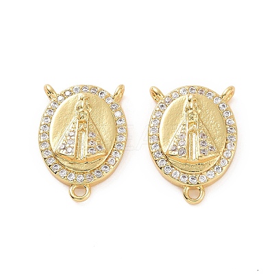 Rack Plating Brass Micro Pave Cubic Zirconia Chandelier Component Links KK-C008-27G-1