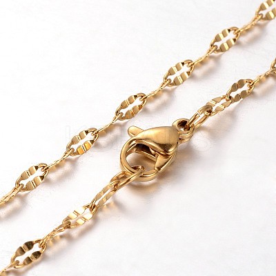 304 Stainless Steel Oval Link Chain Necklaces NJEW-L136-05G-1