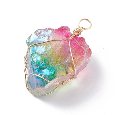 Rough Raw Natural Quartz Pendants PALLOY-JF01100-1