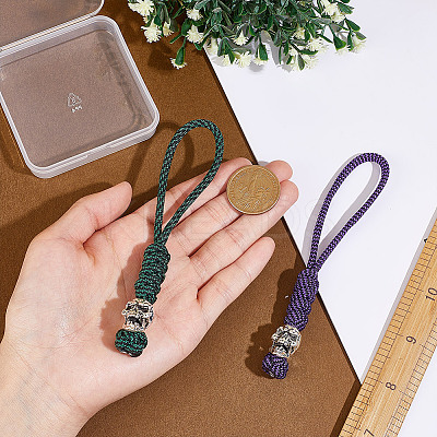 2Pcs 2 Colors Handmade Nylon Parachute Cord Pendant Decorations for Men KEYC-HY0001-32A-1