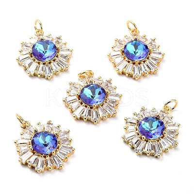 Brass Micro Pave Cubic Zirconia Pendants ZIRC-O044-21E-G-1