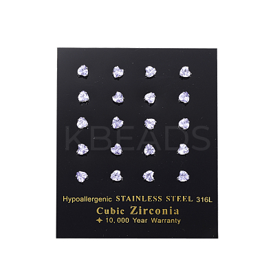 Cubic Zirconia Ear Studs EJEW-E098-H-02-1