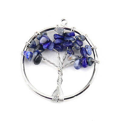 Natural Lapis Lazuli Tree fo Life Pendants WG82707-12-1