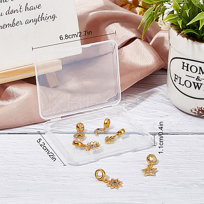 6Pcs 6 Style Brass Cubic Zirconia European Dangle Charms KK-BBC0001-92-1