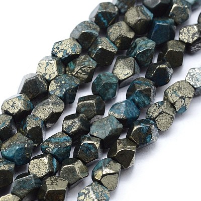 Dyed Natural Pyrite Beads Strands G-F582-D05-1