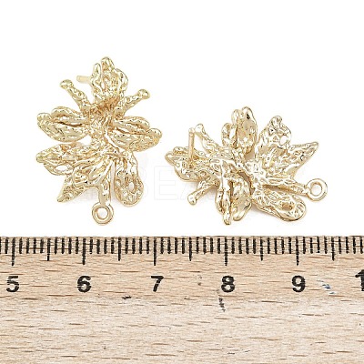 Flower Brass Stud Earring Findings KK-F921-04G-1